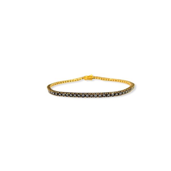 braccialetennis-tennis-braccialetto-oro18kt-orogiallo-diamantineri-diamanti-neri-marikadecesare